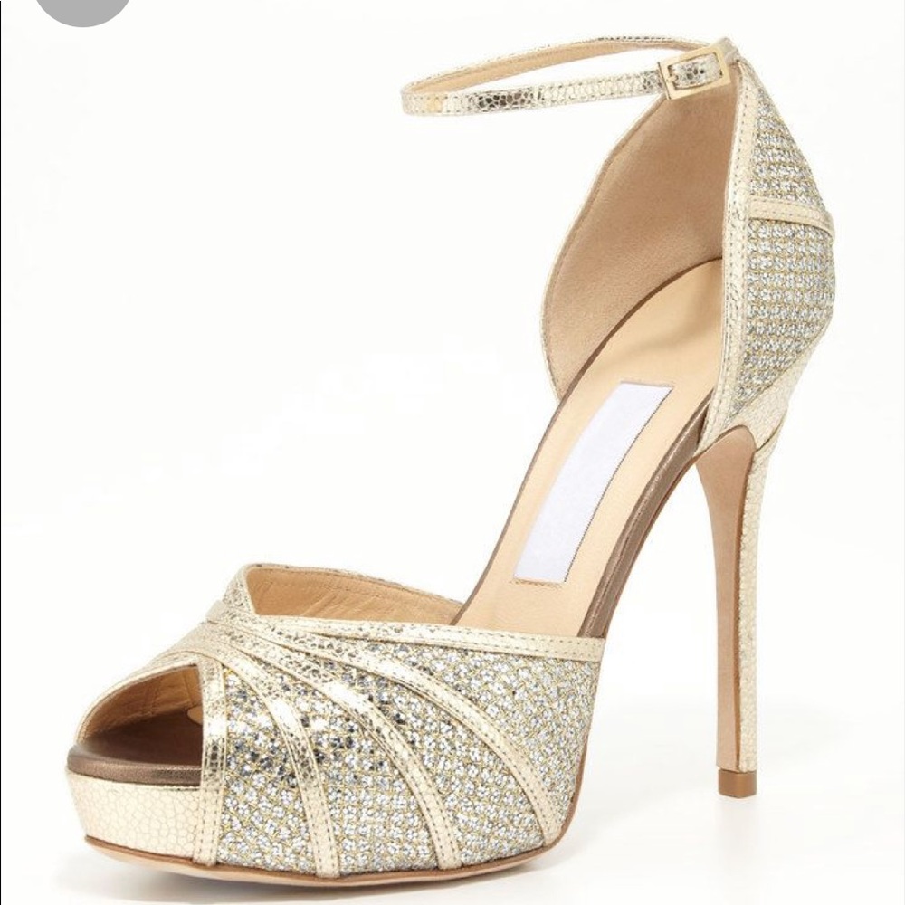 Jimmy Choo Kafta Open-Toe Platform Sandal, Champagne 35